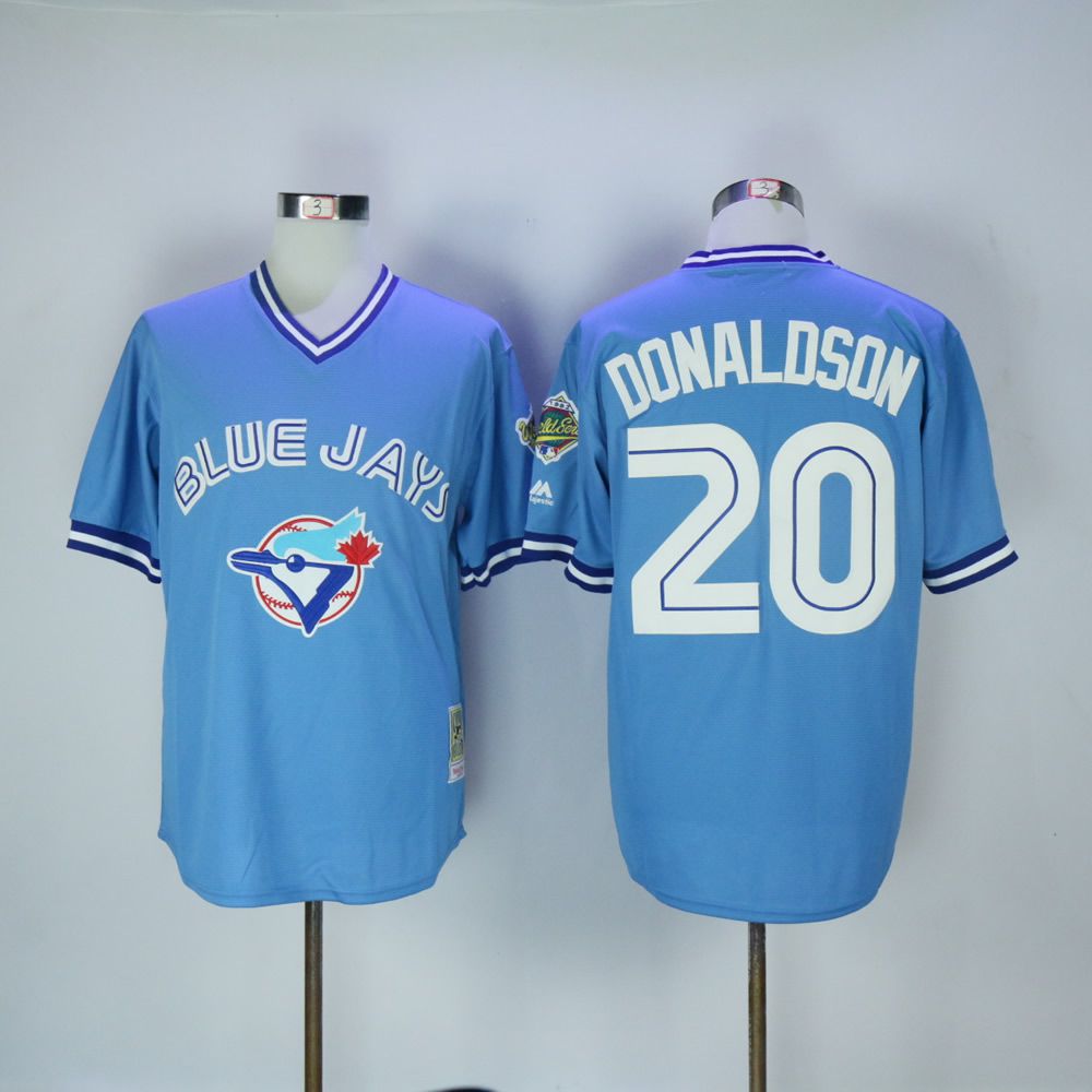 Men Toronto Blue Jays 20 Donaldson Light Blue Throwback MLB Jerseys